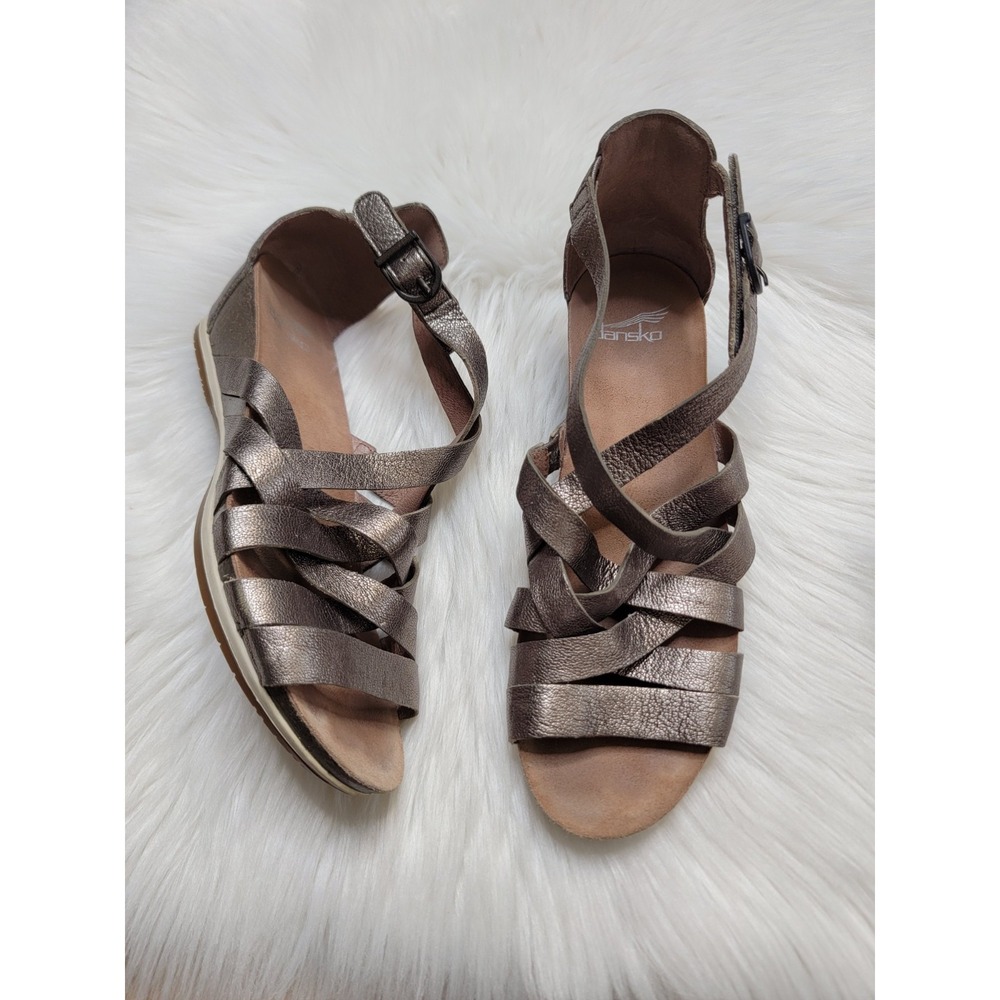 Dansko Vivian Strappy Gladiator Sandals Women's 38 US Size 7.5/8 Metallic Pewter